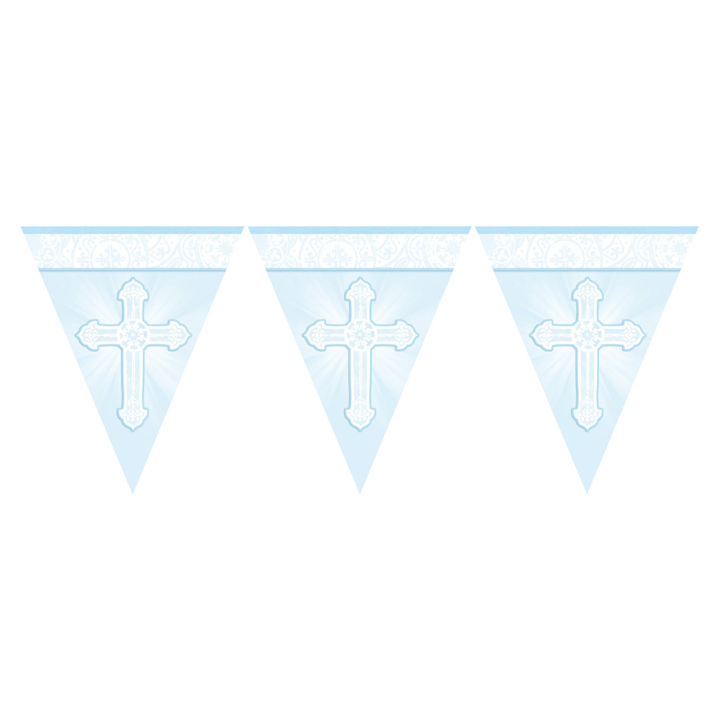128282 IP X12 - Radiant Cross Blue Pennant Banners 3.65m -12 PC