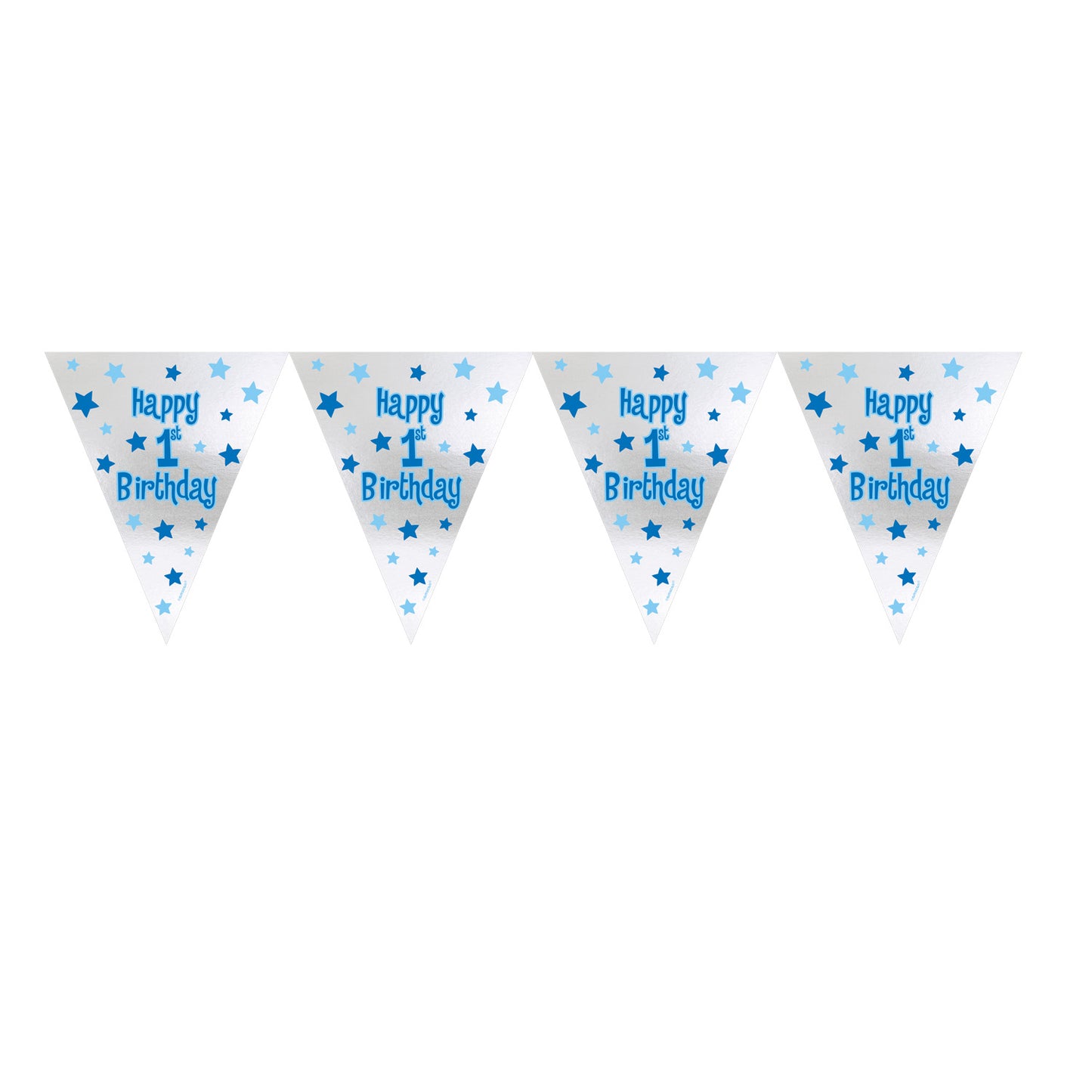 129633 IP X6 - First Birthday Boy Foil Pennant Banners 3.65m x 25.4cm - 6 PC