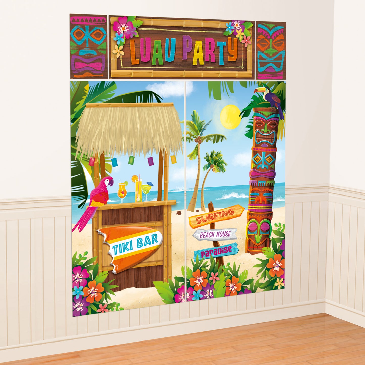 670333 IP X9 - Tiki Scene Setters Wall Decorating Kits - 9 PKG/5