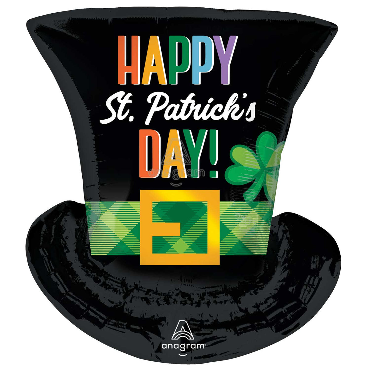 4640701 IP X5 - Saint Patrick's day top hat SuperShape Foil Balloons 24"/53cm w x 24"/60cm h P30 - 5 PC