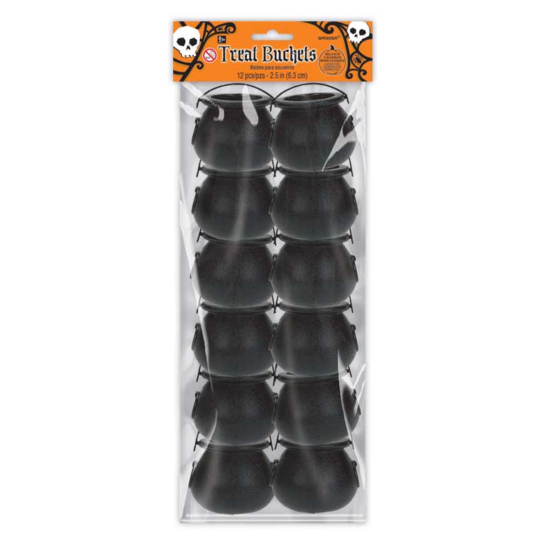 Cauldron Treat Plastic Buckets 6cm X 6 packs of 12