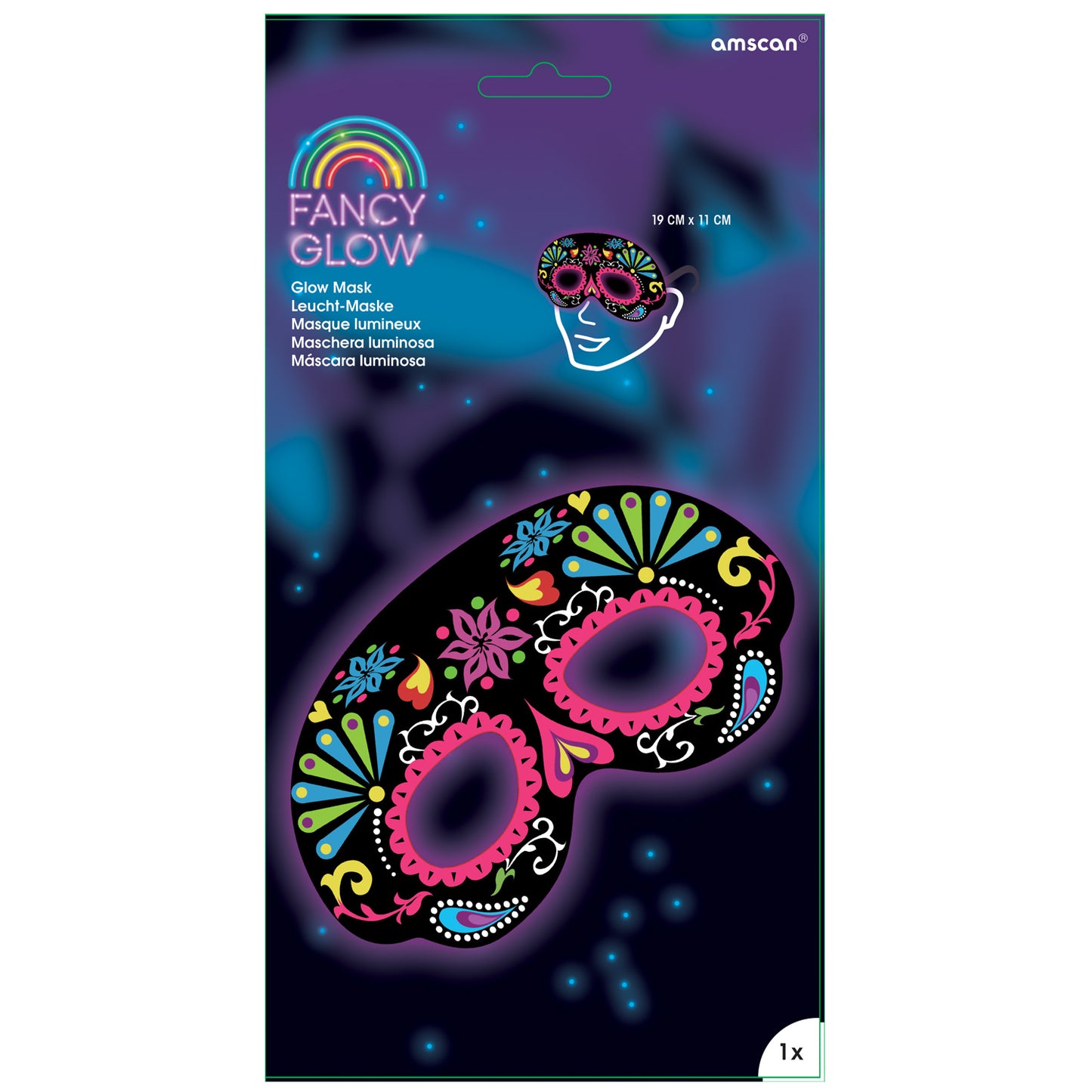 9902347 IP X6 - Fancy Glow Black Ornamental Masks - 6 PC