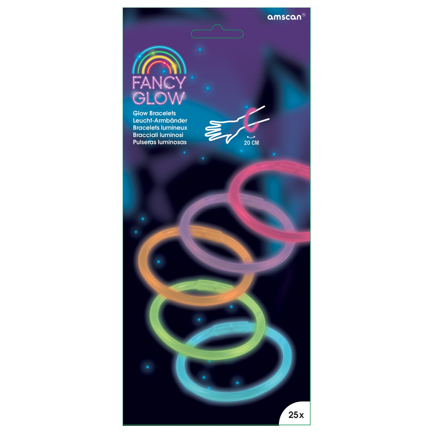 9902326 IP X6 - Fancy Glow Assorted Bracelets 20cm - 6 PKG/25