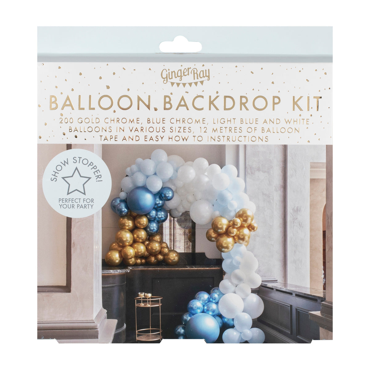 Luxe Blue and Gold Balloon Arch Kit- 5 Inner Pack