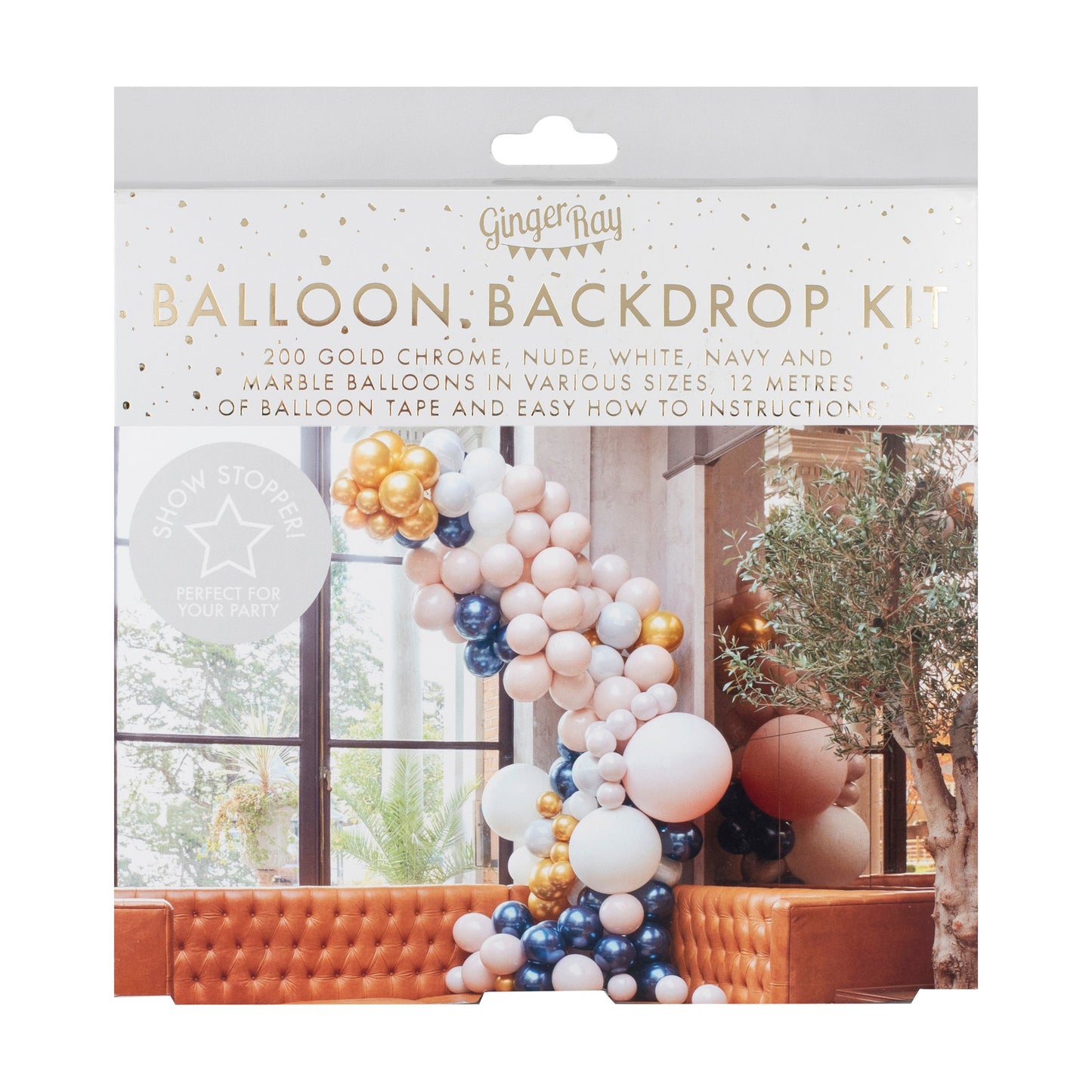 Luxe Marble, Navy & Gold Chrome Balloon Arch Kit- 5 Inner Pack