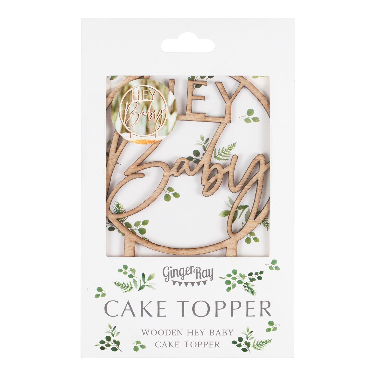 Wooden Hey Baby Shower Cake Topper- 5 Inner Pack