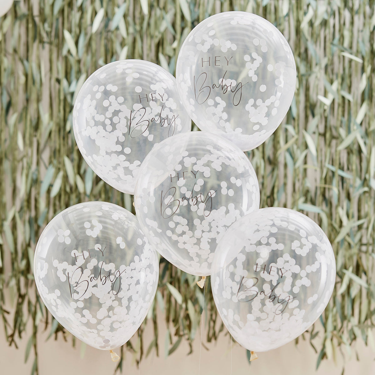 Hey Baby Shower Confetti Balloons- 5 Inner Pack