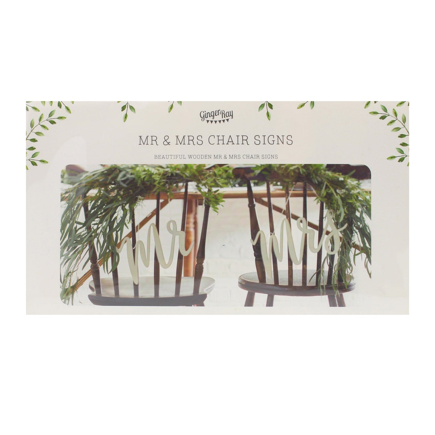 Wooden Mr and Mrs Wedding Chair Signs- 5 Inner Pack