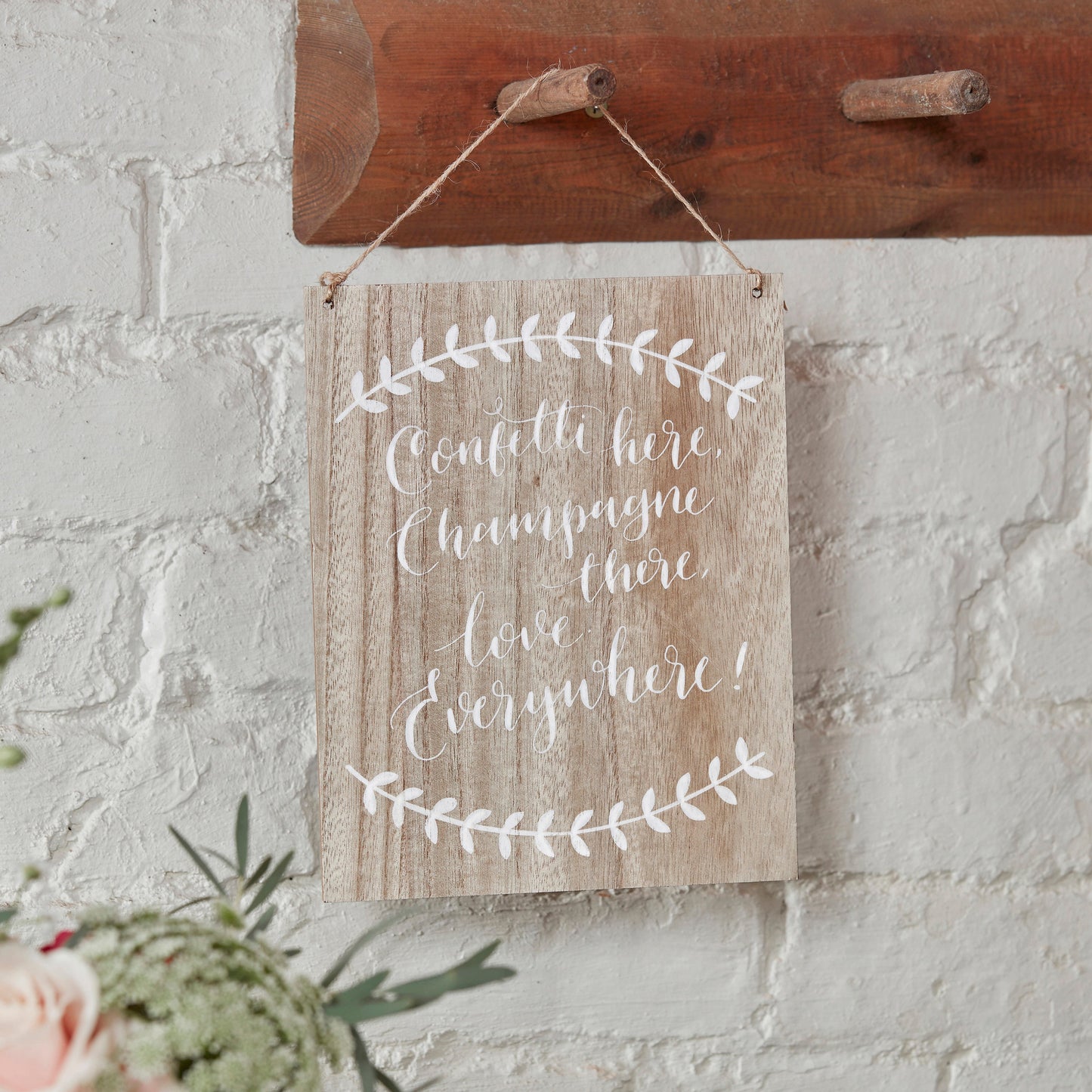 Confetti Here, Drinks There, Love Everywhere Wooden Sign - Boho- 5 Inner Pack