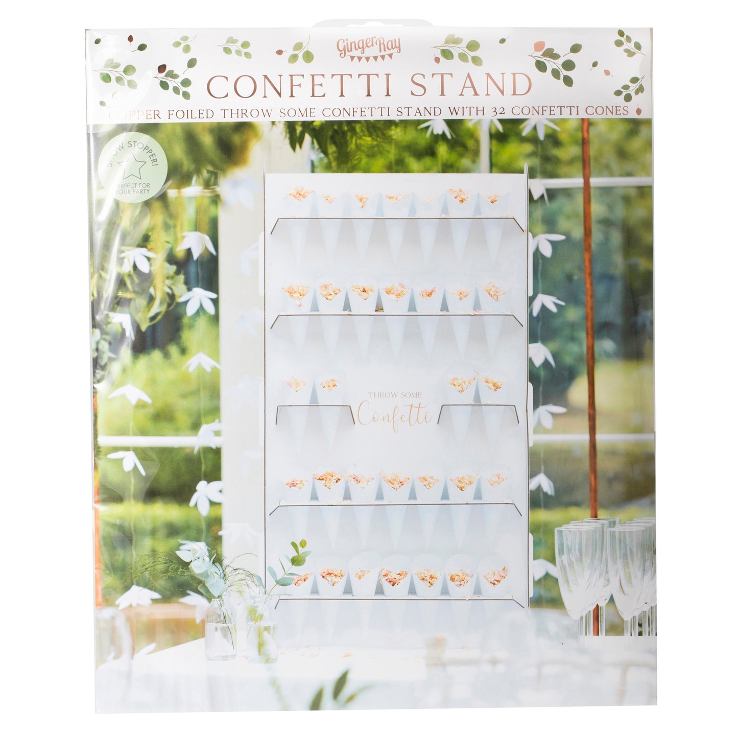 Wedding Confetti Cone Holder Stand & Cones- 5 Inner Pack