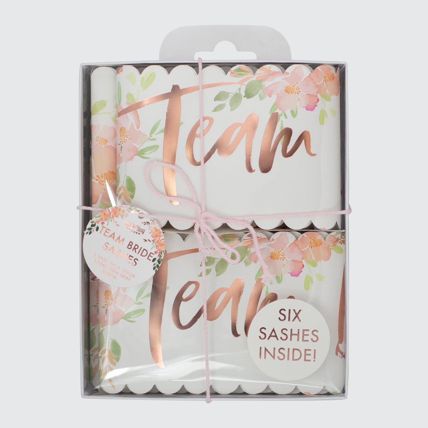 Floral Team Bride Hen Party Sashes 6 Pack- 5 Inner Pack