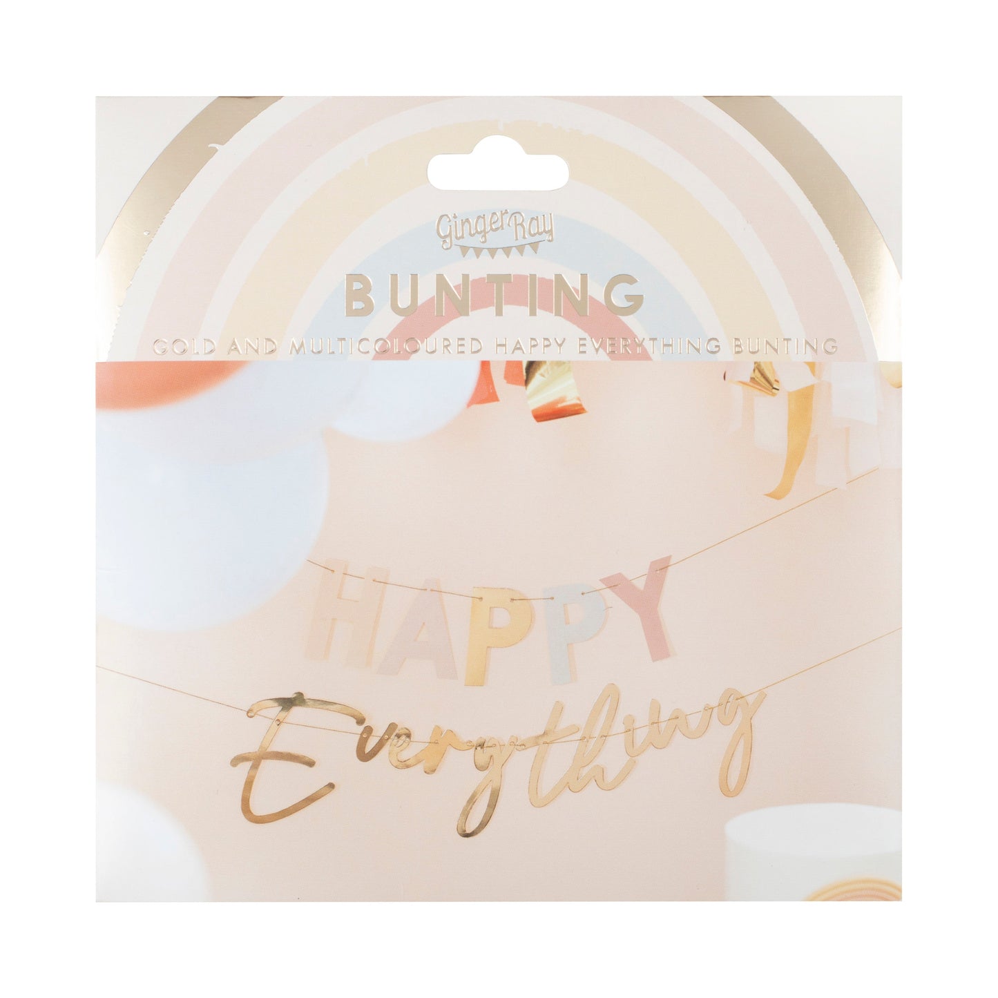 Pastel and Gold Happy Everything Party Bunting- 5 Inner Pack