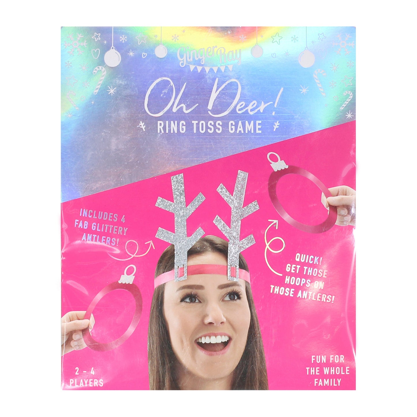Silver Glitter Antler Hoop Toss Game - Jolly Vibes- 5 Inner Pack