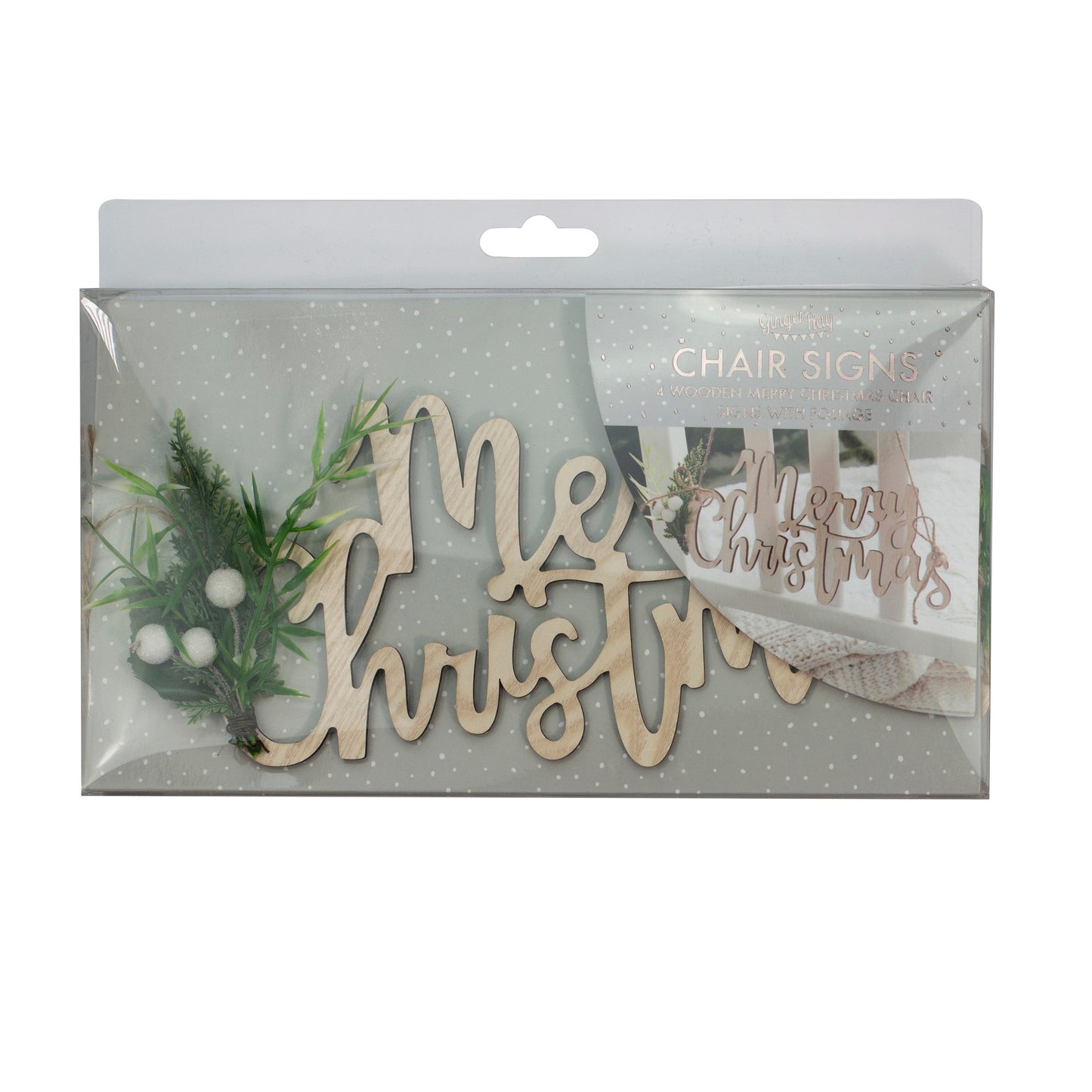 Wooden Merry Christmas Chair Decorations- 5 Inner Pack