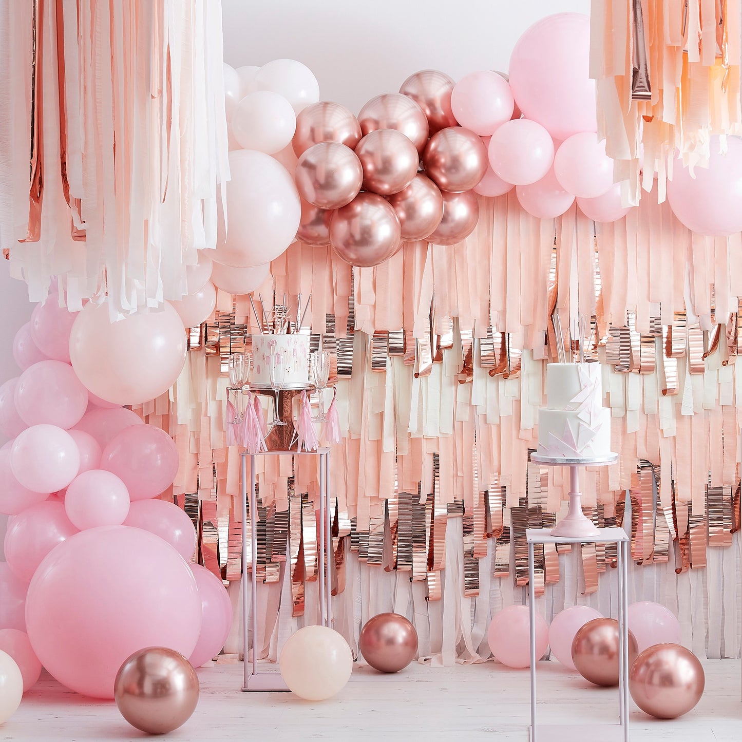 Blush and Rose Gold Streamer Ceiling Decoration- 5 Inner Pack