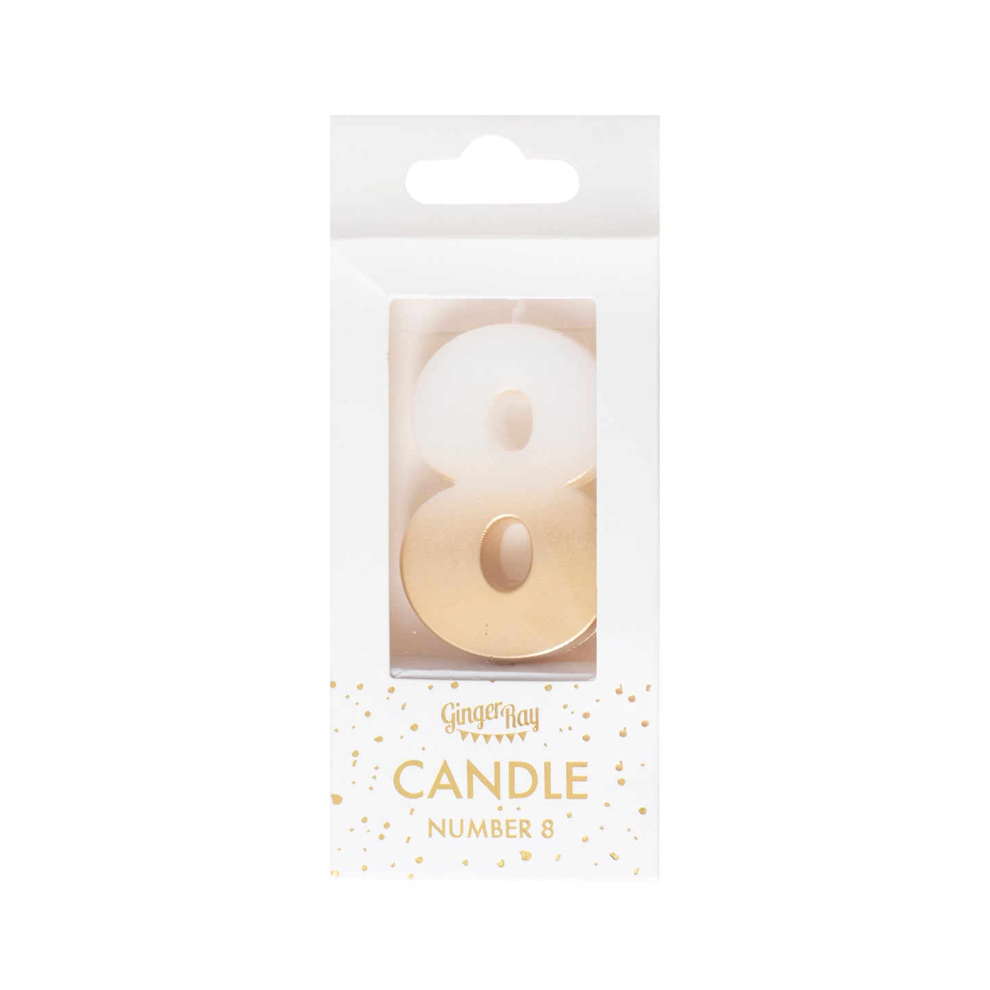 Gold Ombre 8 Number Birthday Candle- 5 Inner Pack