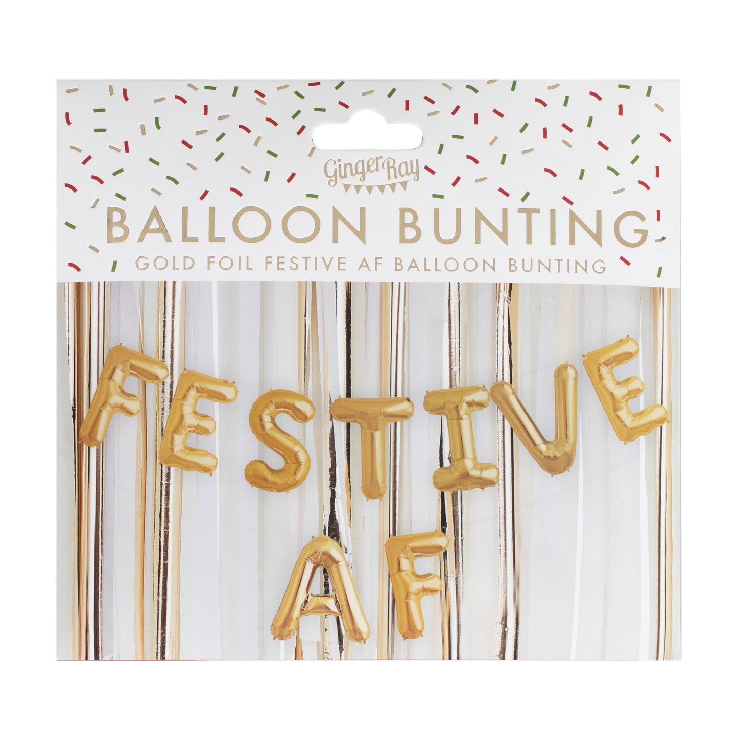 Gold Foiled 'Festive AF' Balloon Bunting- 5 Inner Pack