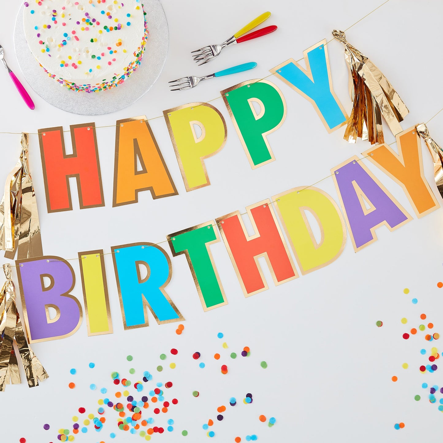 Rainbow Happy Birthday Bunting Balloons- 5 Inner Pack