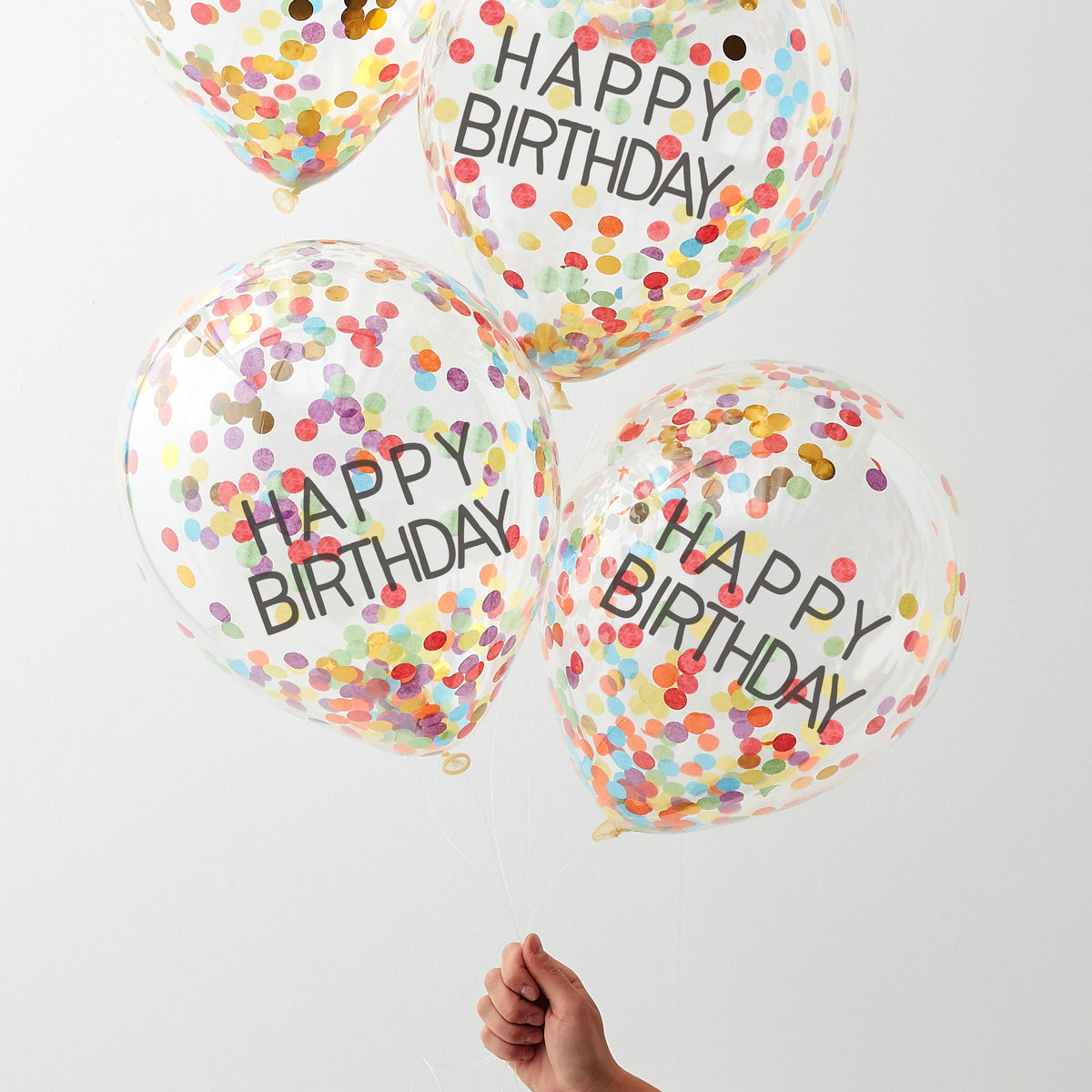 Happy Birthday Rainbow Confetti Balloons- 5 Inner Pack