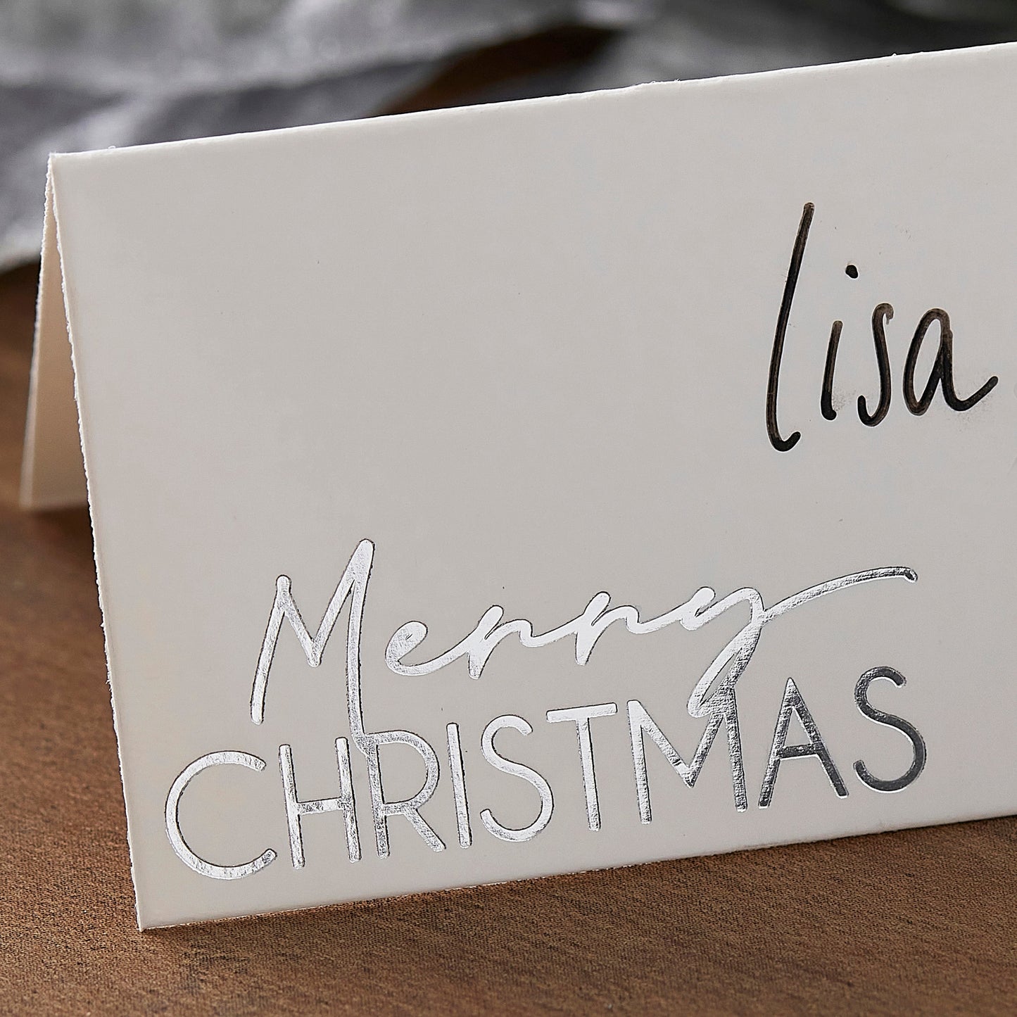 Silver Foil Merry Christmas Place Cards- 5 Inner Pack