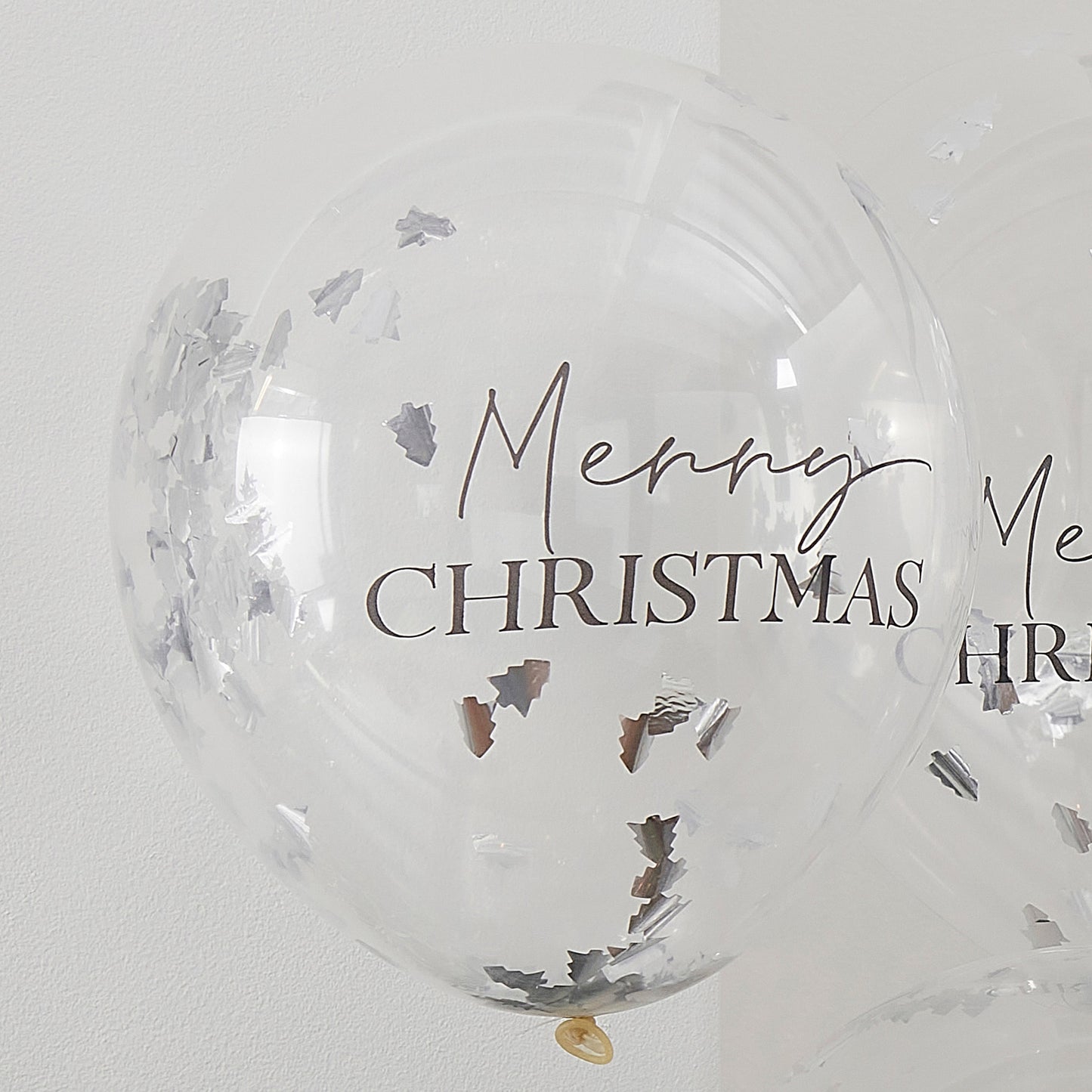 Silver Merry Christmas Confetti Balloons- 5 Inner Pack