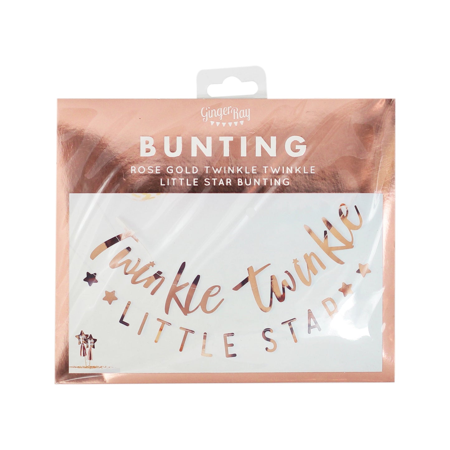 Twinkle Twinkle Rose Gold Baby Shower Bunting- 5 Inner Pack