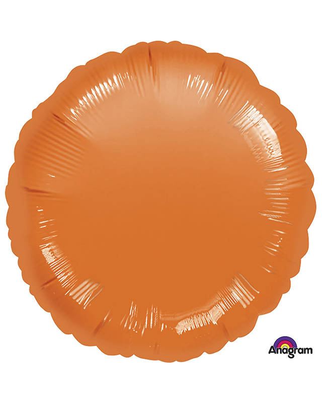 Metallic Orange Circle Standard Packaged Foil Balloons S15 - 5 PC