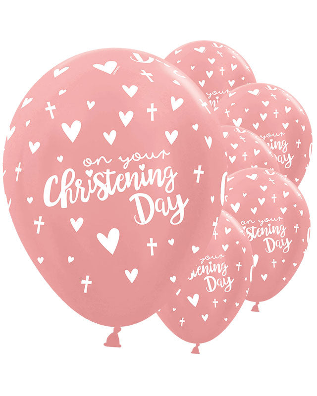 20015221 - Rose Gold Christening Balloons - 12" Latex (25pk)