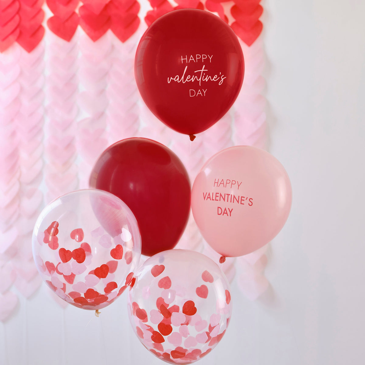 Pink, Red and Confetti Valentines Balloons Bundle- 5 Inner Pack