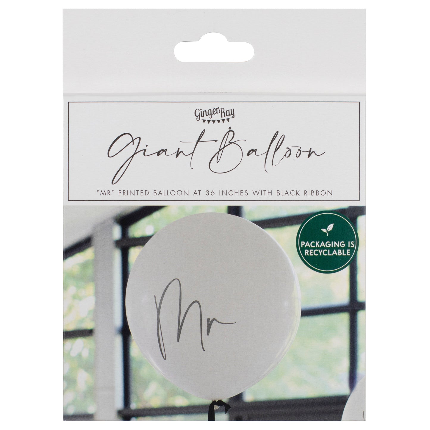 Black & White Mr Balloon with Black Balloon Tail- 5 Inner Pack