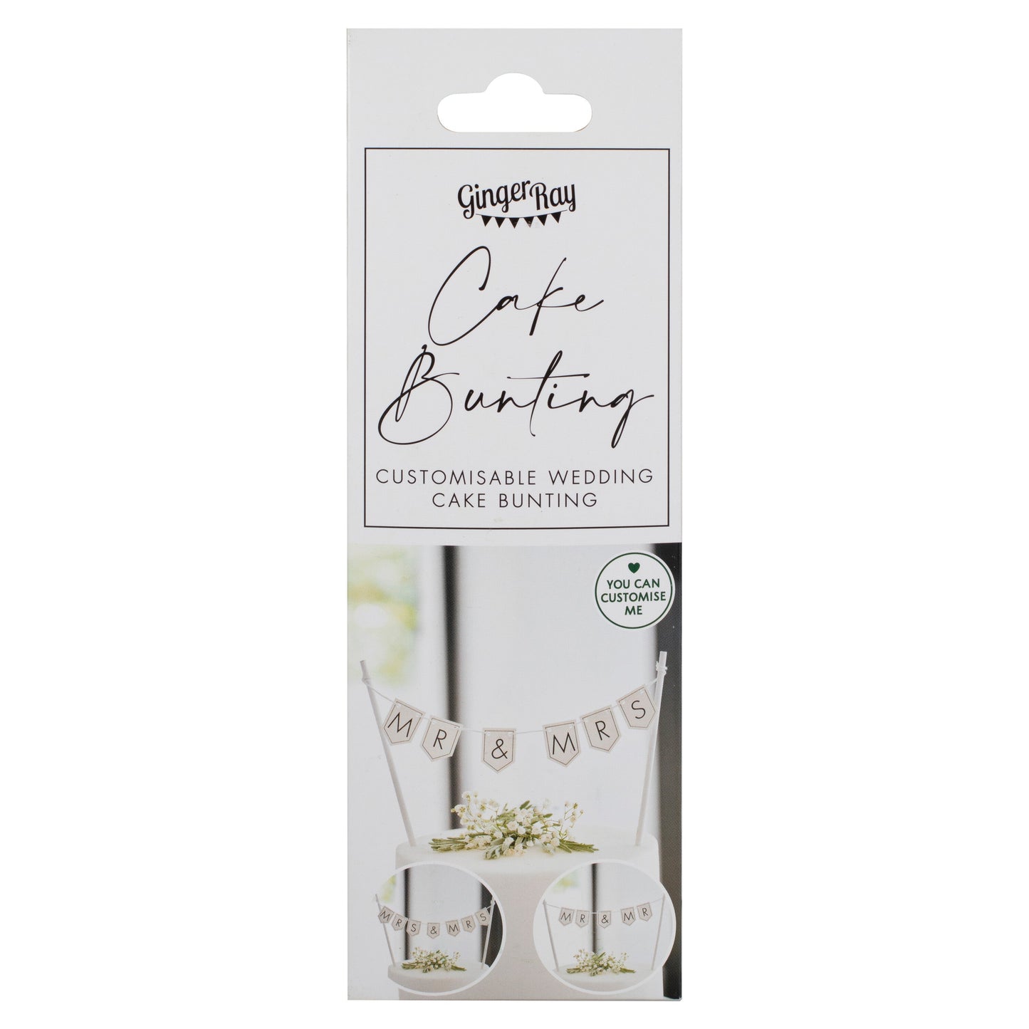 Customisable Wedding Cake Topper Bunting- 5 Inner Pack