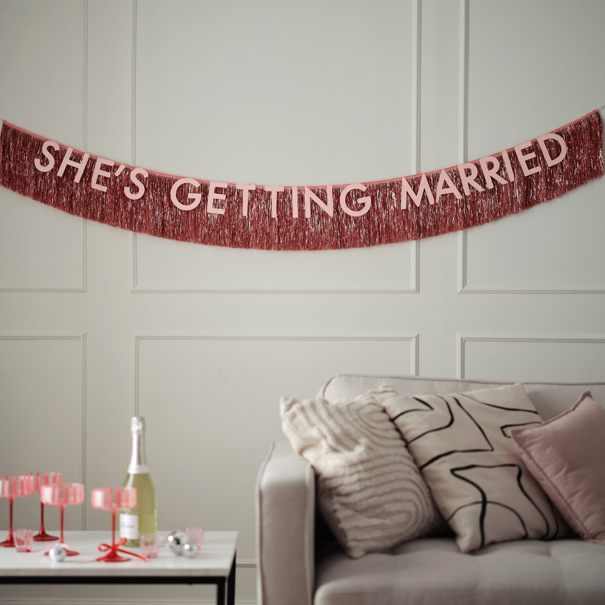 Pink Fringe 'She's Getting Married' Bunting- 5 Inner Pack