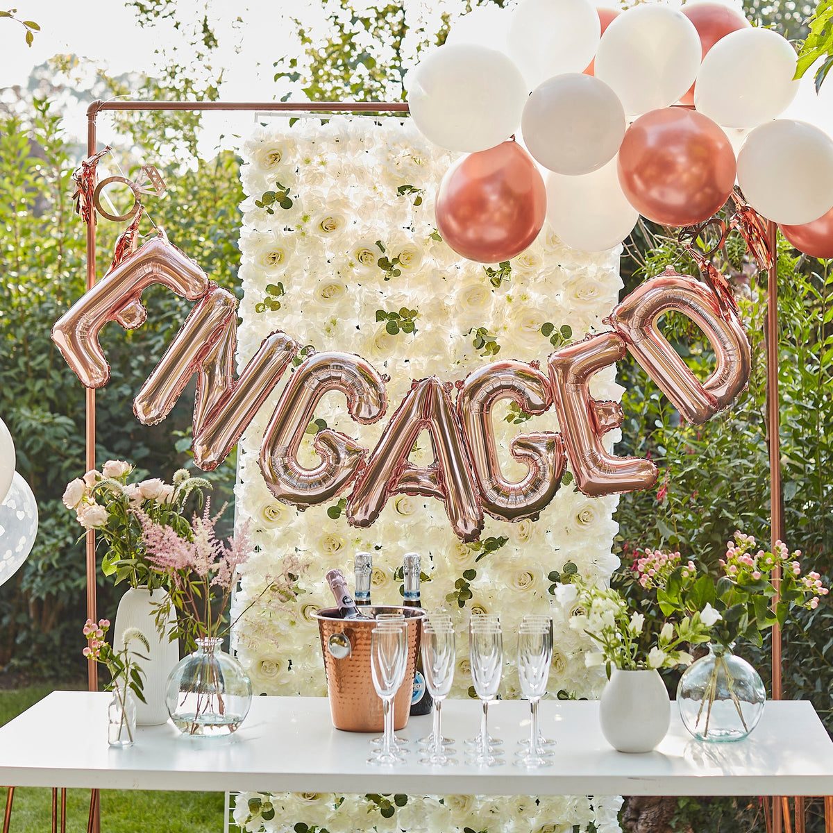 Rose Gold Engaged Balloon Bunting- 5 Inner Pack