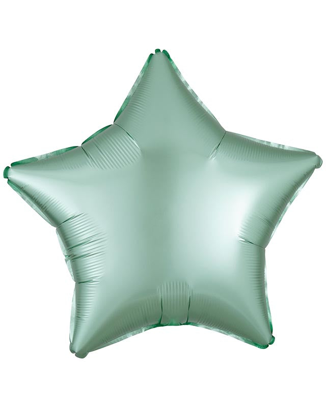 9914109 - Amscan Silk Lustre Mint Green Star Standard Unpackaged Foil Balloons C16 - 10 PC