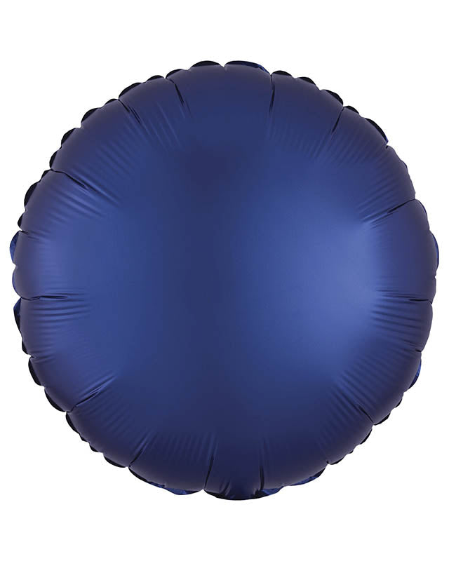 9914110 - Amscan Silk Lustre Navy Blue Circle Standard Unpackaged Foil Balloons C16 - 10 PC