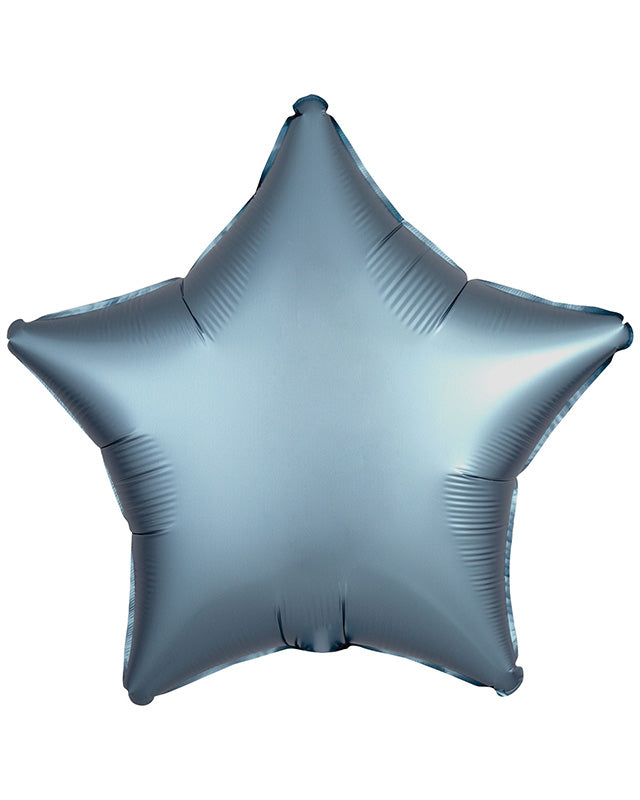 9914139 - Amscan Silk Lustre Steel Blue Star Standard Unpackaged Foil Balloons C16 - 10 PC