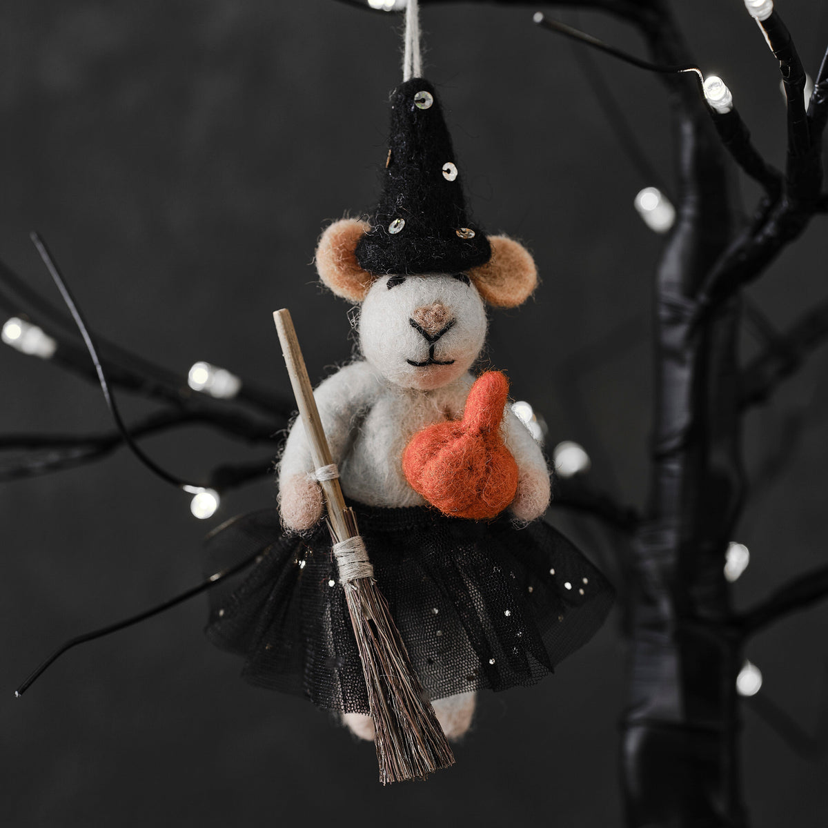 Felt Witch Mouse Halloween Tree Decoration- 12 Inner Pack
