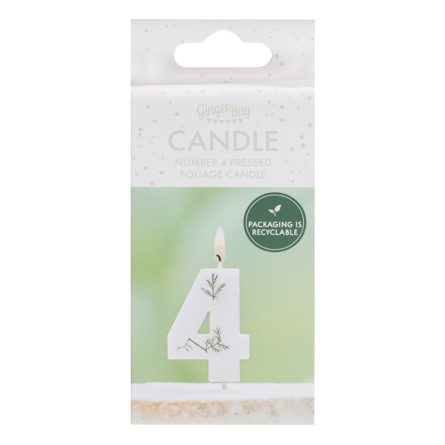 Leaf Foliage Number 4 Birthday Candle- 5 Inner Pack