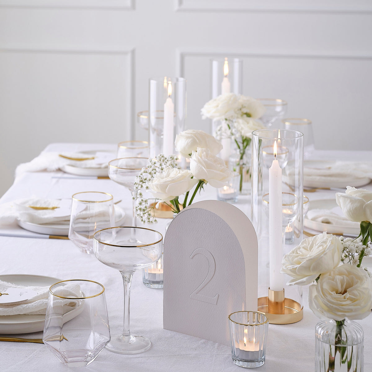 White Wedding Place Cards with Gold Tassels- 5 Inner Pack