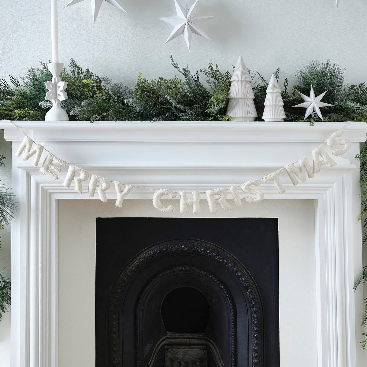White Felt Merry Christmas Bunting- 5 Inner Pack