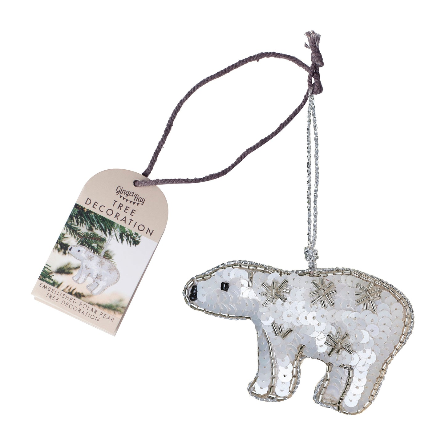Embellished Polar Bear Christmas Tree Decoration- 5 Inner Pack