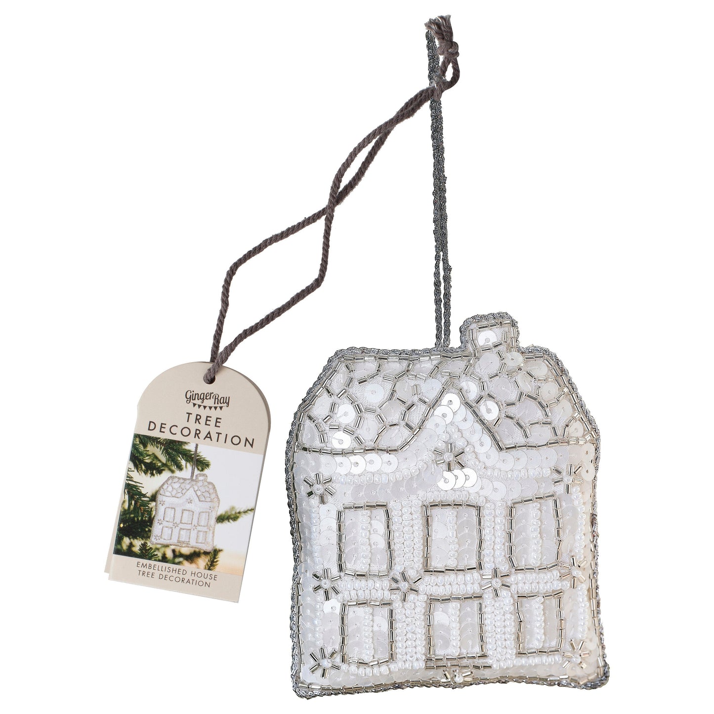 Embellished House Christmas Tree Decoration- 5 Inner Pack