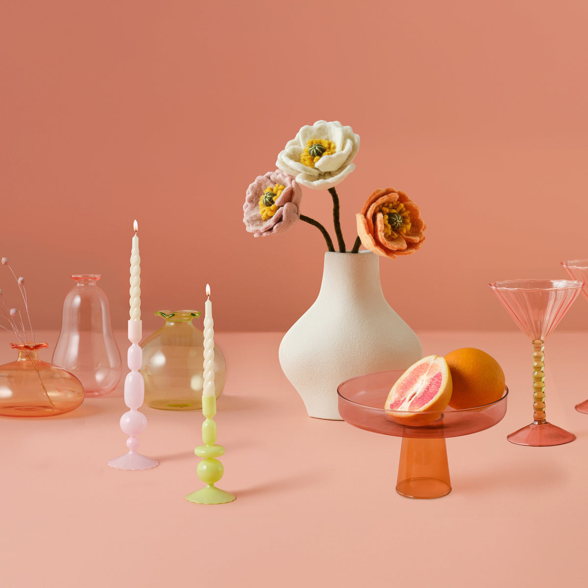 Pink and Green Coupe Cocktail Glasses- 1 Inner Pack