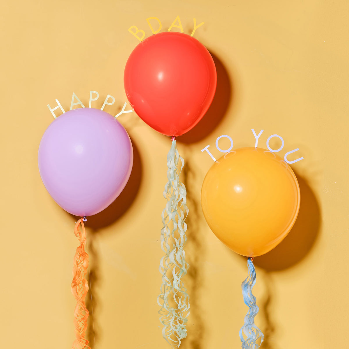 Birthday Balloons with Curly Tissue Tails- 5 Inner Pack