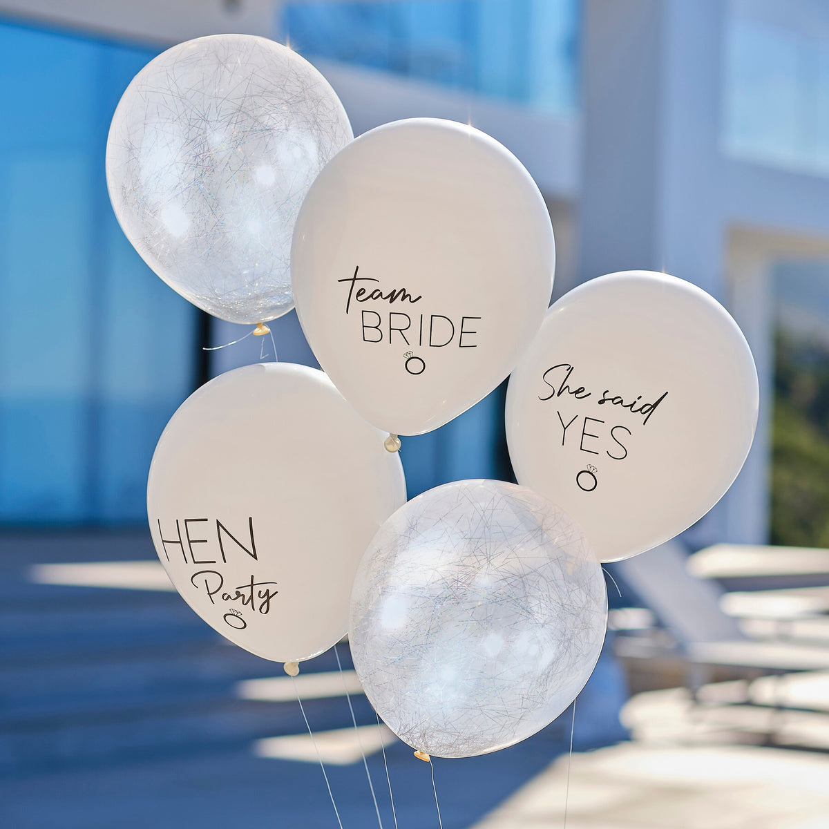 Silver, White and Nude Hen Party Balloon Bundle- 5 Inner Pack