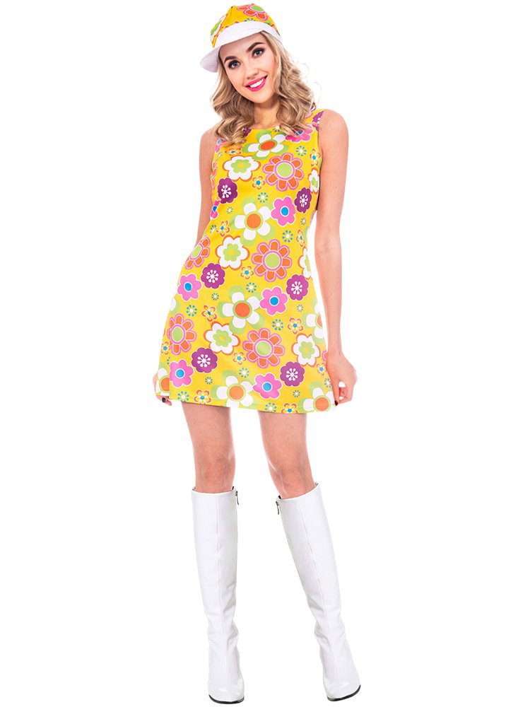 60s Flower Power Dress - Size 12-14 - 1 PC