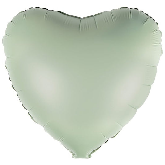 9915470 - Amscan Silk Lustre Eucalyptus Heart Standard Unpackaged Foil Balloons C16 - 10 PC