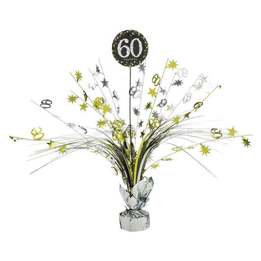 Gold Sparkling Celebration 60th Spray Centrepieces 33cm - 6 PC
