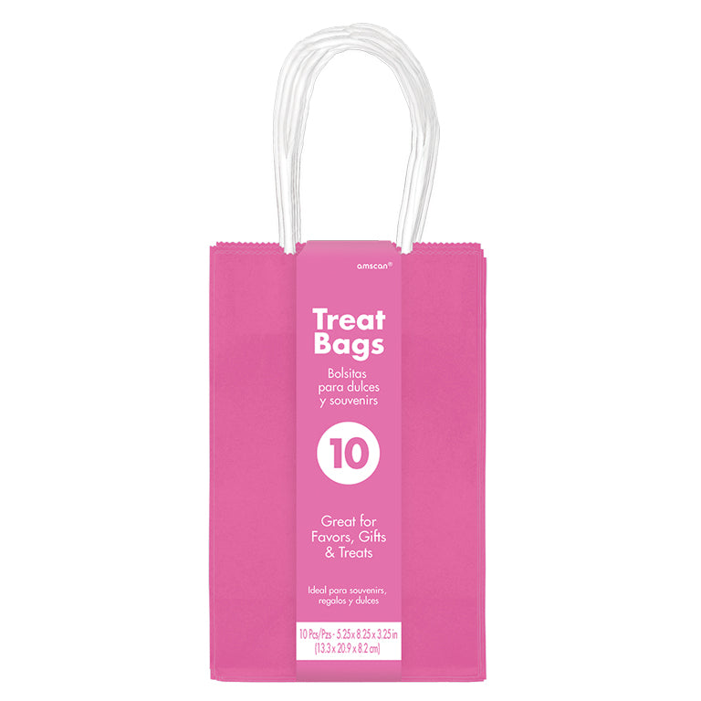 162500 - Bright Pink Paper Gift Bags 13cm x 21cm - 6 PKG/10