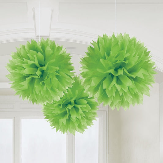 18055 - Kiwi Green Paper Fluffy Decorations 40cm - 6 PKG/3